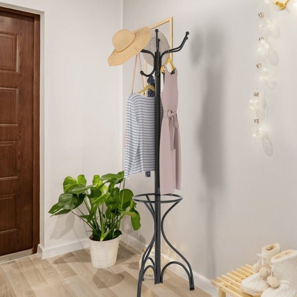 Vintage Freestanding Metal Coat Rack, Elegant Entryway Organizer - Aroflit