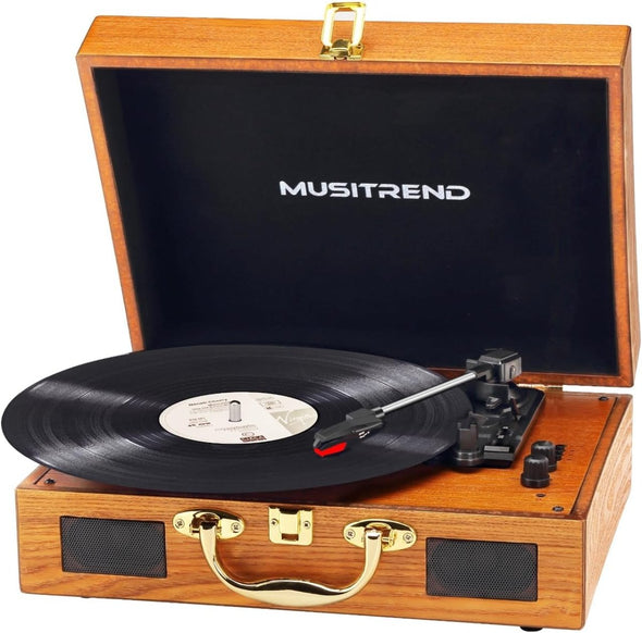 Vintage Suitcase Vinyl Turntable with Bluetooth & Digital Conversion - Aroflit