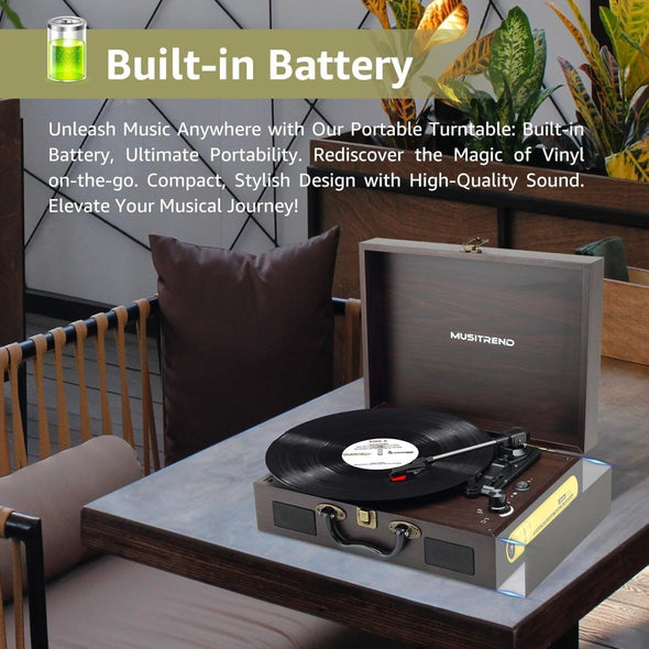Vintage Suitcase Vinyl Turntable with Bluetooth & Digital Conversion - Aroflit