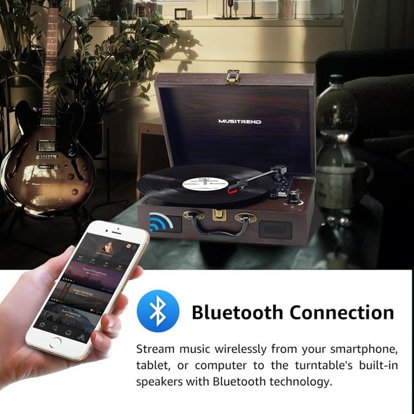 Vintage Suitcase Vinyl Turntable with Bluetooth & Digital Conversion - Aroflit