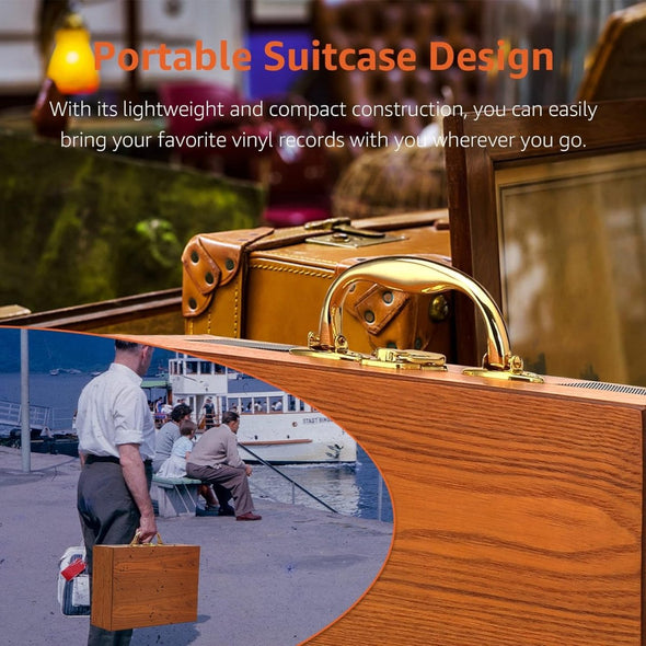 Vintage Suitcase Vinyl Turntable with Bluetooth & Digital Conversion - Aroflit