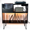 Vinyl Record Player Stand with Storage, Built - In Power Station - Aroflit