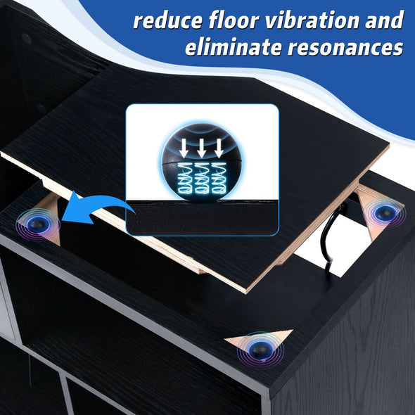 Vinyl Record Player Stand with Storage, Built - In Power Station - Aroflit
