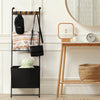 Wall Mounted Black Metal Quilt Blanket Throw Ladder Rack with Storage - Aroflit