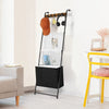 Wall Mounted Black Metal Quilt Blanket Throw Ladder Rack with Storage - Aroflit
