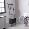 Wall Mounted Black Metal Quilt Blanket Throw Ladder Rack with Storage - Aroflit