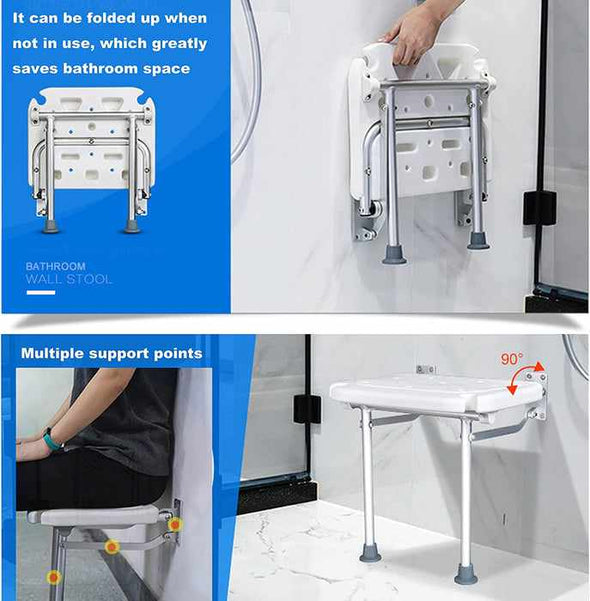 Wall Mounted Folding Shower Chair Bench Seat - Aroflit