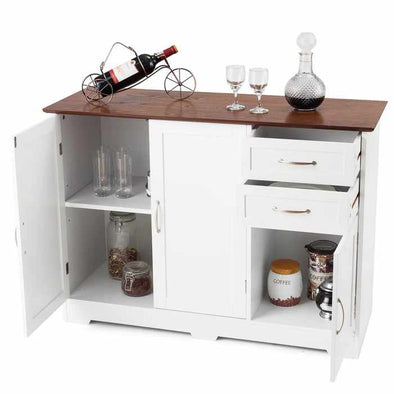 White Kitchen Buffet Sideboard Cabinet - Aroflit