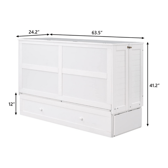 White Queen Horizontal Murphy Bed Cabinet Frame - Aroflit