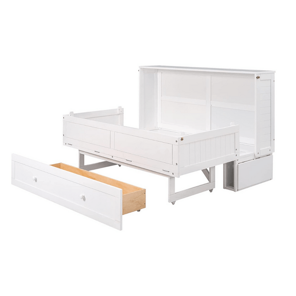 White Queen Horizontal Murphy Bed Cabinet Frame - Aroflit