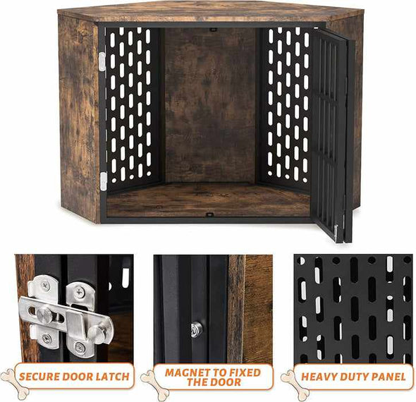 Wooden Dog Kennel Crate End Table Furniture - Aroflit