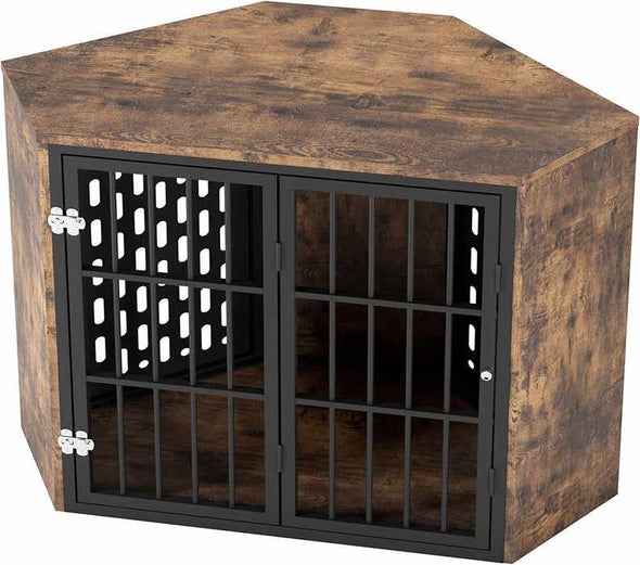 Wooden Dog Kennel Crate End Table Furniture - Aroflit