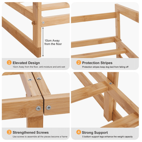 Wooden Elevated Pet Dog Bed Cots - Aroflit
