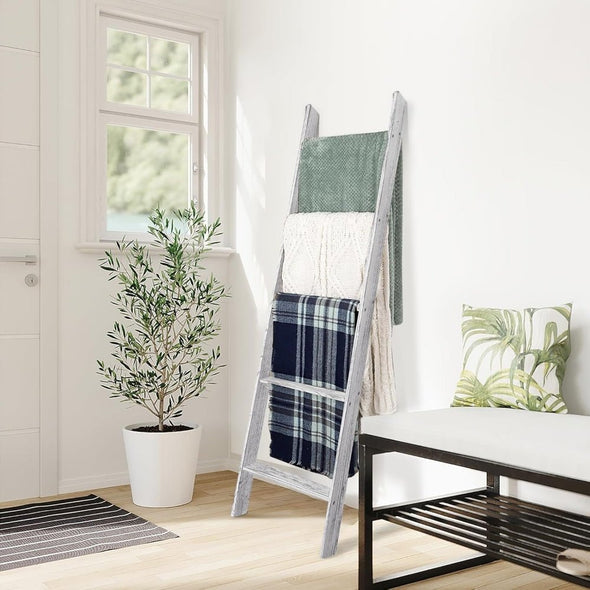 Wooden Freestanding Quilt Rack Blanket Holder for Living Room - Aroflit