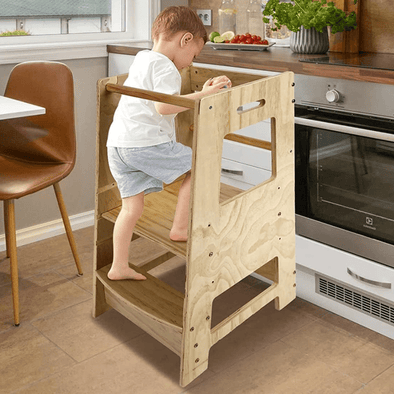 Wooden Montessori Toddler Cooking Helper Activity Stool Tower Ladder - Aroflit