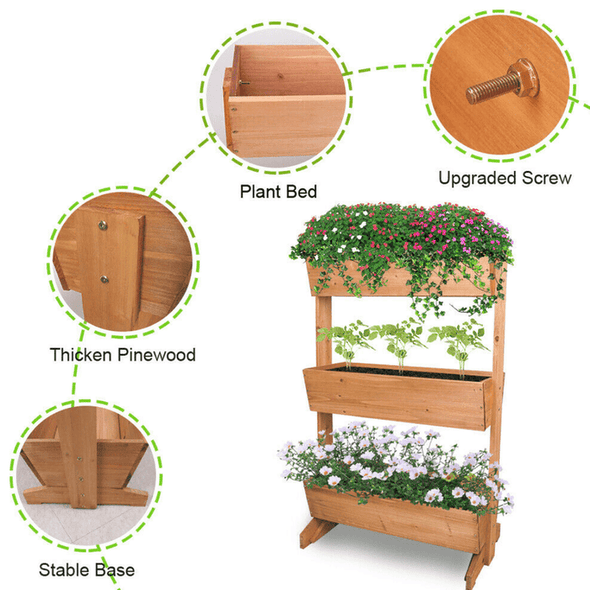 Wooden Raised Standing Garden Bed Vegetable Planter Boxes - Aroflit