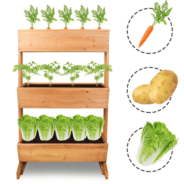 Wooden Raised Standing Garden Bed Vegetable Planter Boxes - Aroflit