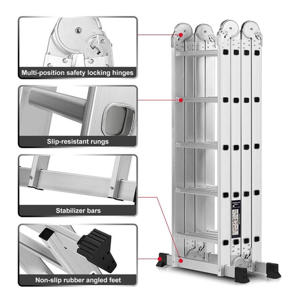 15.5FT Telescoping Extension Ladder - Aluminium collapsible ladder - Aroflit