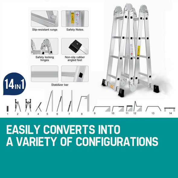 15.5FT Telescoping Extension Ladder - Aluminium collapsible ladder - Aroflit