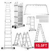 15.5FT Telescoping Extension Ladder - Aluminium collapsible ladder - Aroflit