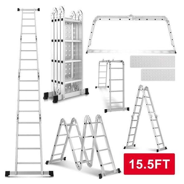 15.5FT Telescoping Extension Ladder - Aluminium collapsible ladder - Aroflit