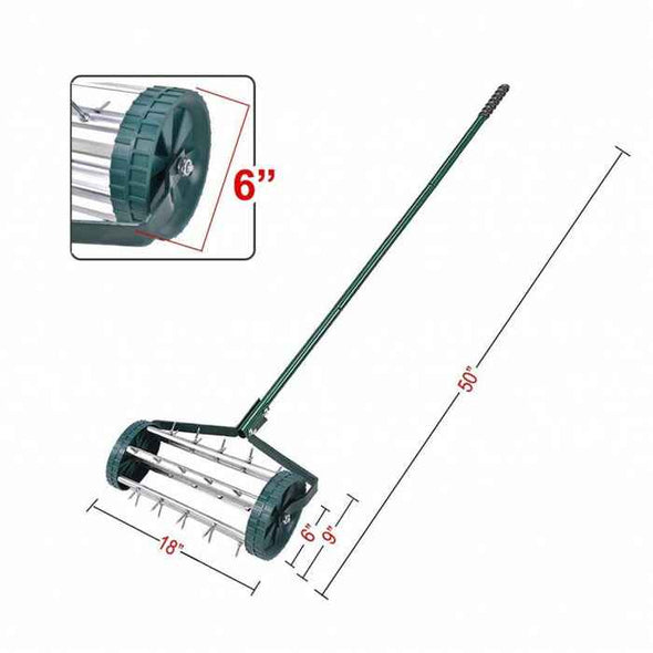 18 inch Garden Spike Roller Lawn Aerator - Gardening Tool - Aroflit