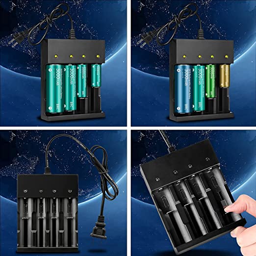 18650 Battery Charger 4 Bay Smart Universal Charger for 3.7V Rechargeable Lithium Li ion Batteries - Aroflit