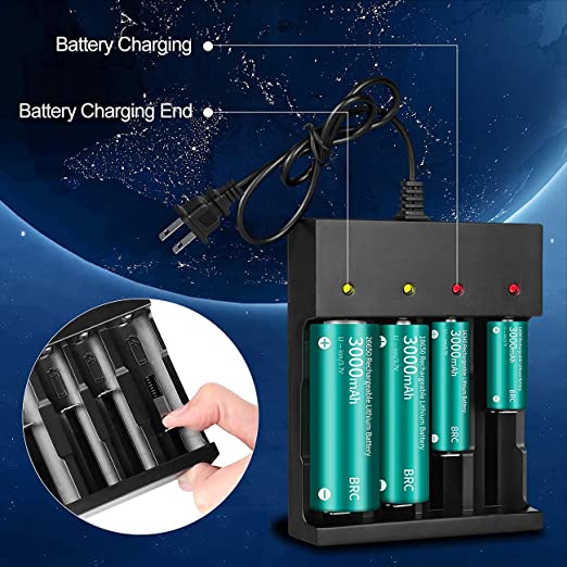 18650 Battery Charger 4 Bay Smart Universal Charger for 3.7V Rechargeable Lithium Li ion Batteries - Aroflit
