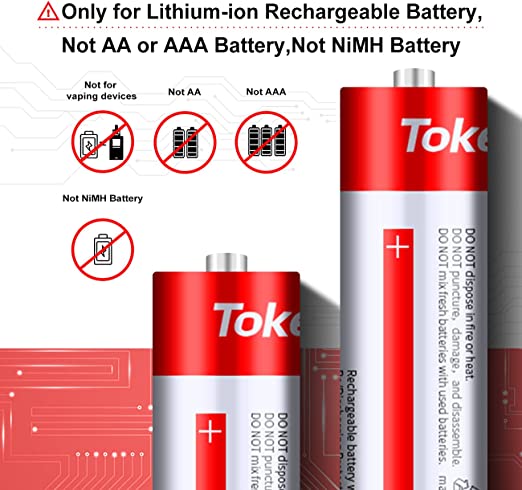 18650 Battery Charger 4 Bay Smart Universal Charger for 3.7V Rechargeable Lithium Li ion Batteries - Aroflit