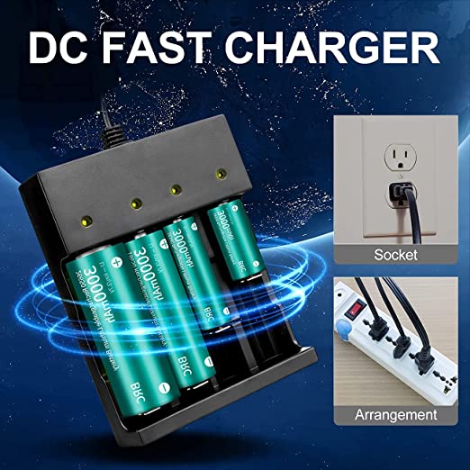 18650 Battery Charger 4 Bay Smart Universal Charger for 3.7V Rechargeable Lithium Li ion Batteries - Aroflit