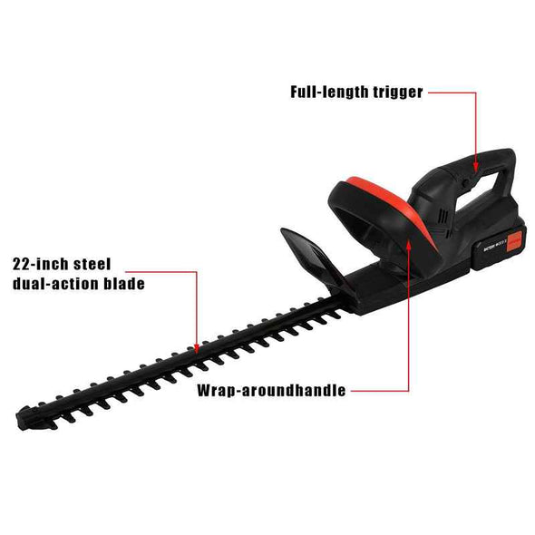 21V Garden Electric Cordless Hedge Trimmer Cutter with 2 Batteries - Aroflit