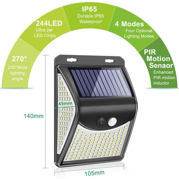 244 LED Solar Lamp with Motion Sensor - LED Solar Outdoor Lights for Patio - Aroflit