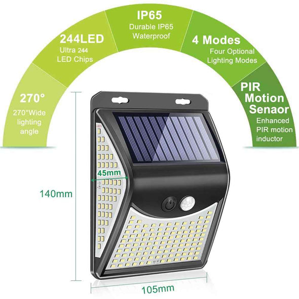 244 LED Solar Lamp with Motion Sensor - LED Solar Outdoor Lights for Patio-Aroflit