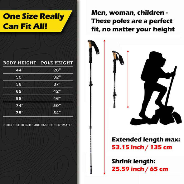 2x Ultralight Trekking Hiking Pole Walking Stick With Adjustable Anti - Shock - Aroflit