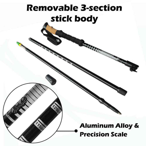 2x Ultralight Trekking Hiking Pole Walking Stick With Adjustable Anti-Shock-Aroflit