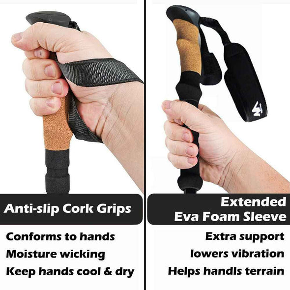 2x Ultralight Trekking Hiking Pole Walking Stick With Adjustable Anti - Shock - Aroflit
