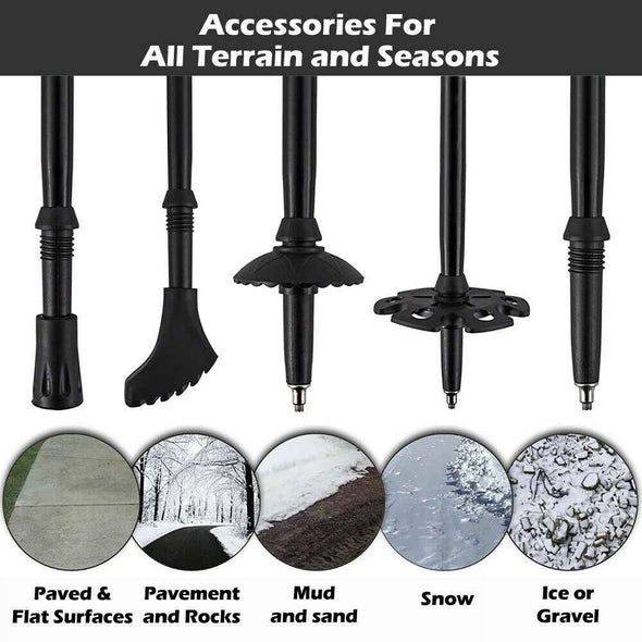 2x Ultralight Trekking Hiking Pole Walking Stick With Adjustable Anti - Shock - Aroflit