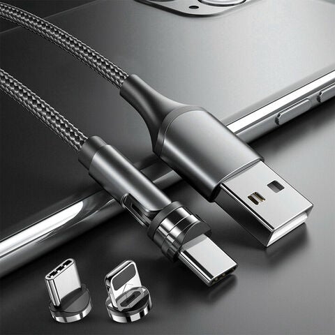 3 - In - 1 Magnetic Fast Charging Phone Cable - 540° Magnetic Rotating Charging Cable for Driving - Aroflit