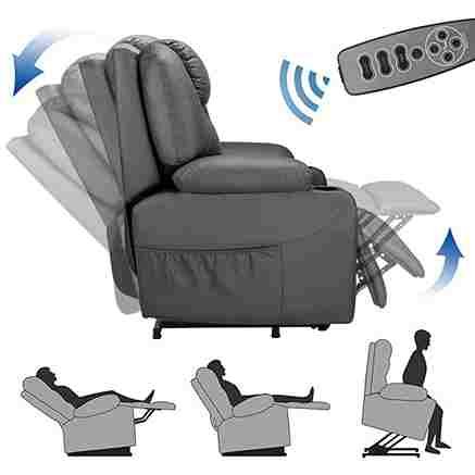 3 - Position Power Lift Recliner Chair with Massage and Heating for Elderly - Aroflit