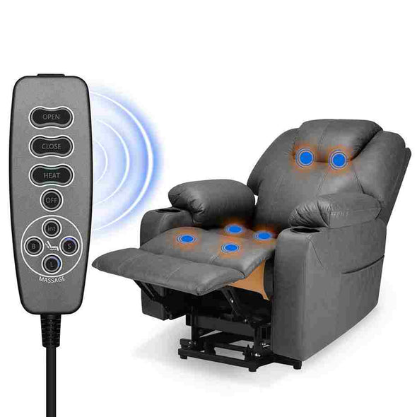 3 - Position Power Lift Recliner Chair with Massage and Heating for Elderly - Aroflit