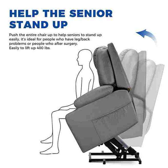 3 - Position Power Lift Recliner Chair with Massage and Heating for Elderly - Aroflit