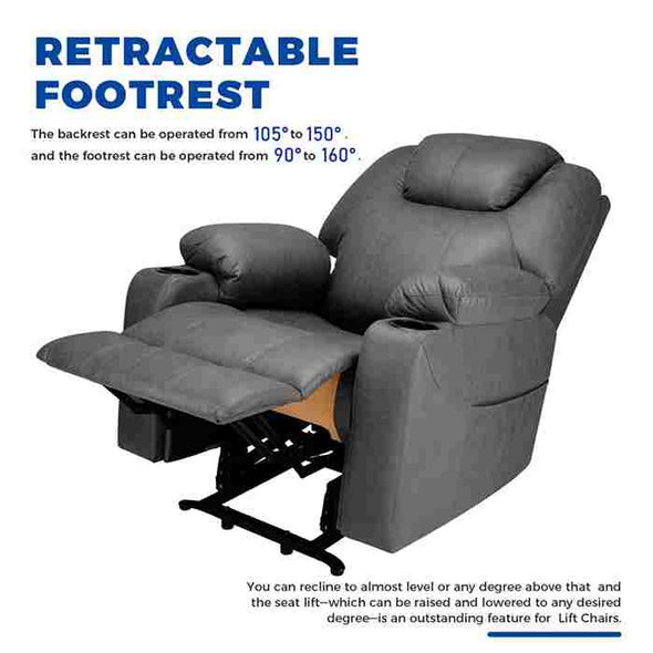 3 - Position Power Lift Recliner Chair with Massage and Heating for Elderly - Aroflit