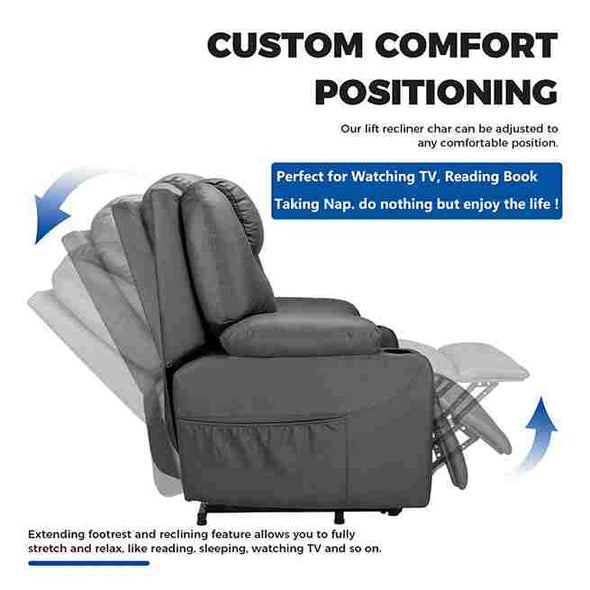 3 - Position Power Lift Recliner Chair with Massage and Heating for Elderly - Aroflit