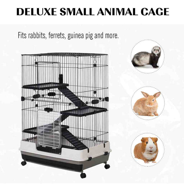 4-level Rabbit Hutch - 43”L Indoor Bunny Cage-Aroflit