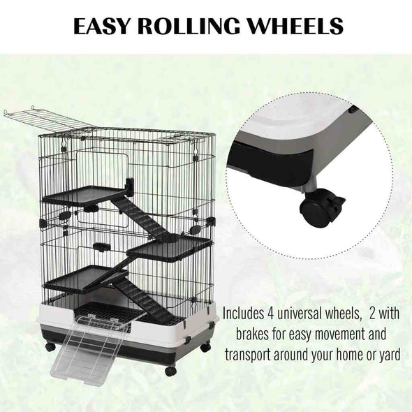 4 - level Rabbit Hutch - 43”L Indoor Bunny Cage - Aroflit