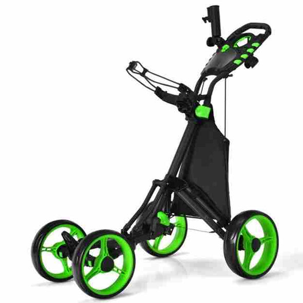 4 Wheels Folding Golf Push Cart With Bag Scoreboard Adjustable Handle - Aroflit