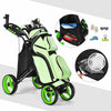4 Wheels Folding Golf Push Cart With Bag Scoreboard Adjustable Handle - Aroflit