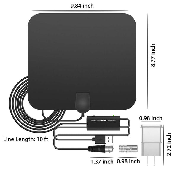600 Miles Indoor Digital Amplified HDTV Antenna W/ Signal Booster - Aroflit