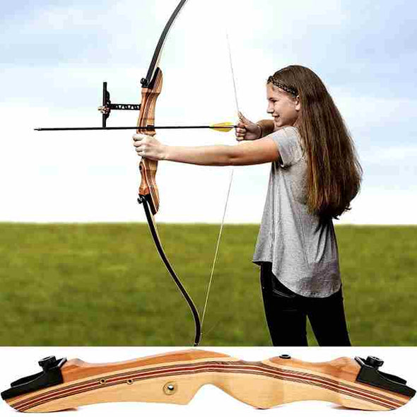62" Wooden Archery Takedown Recurve Bow and Arrow for Hunting-Aroflit