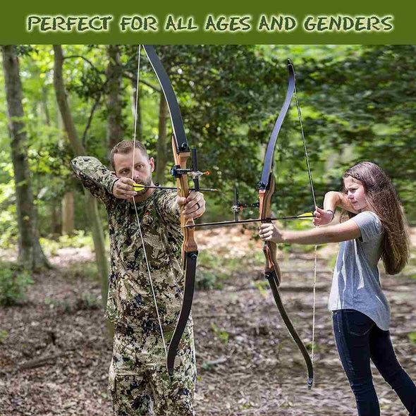 62" Wooden Archery Takedown Recurve Bow and Arrow for Hunting - Aroflit